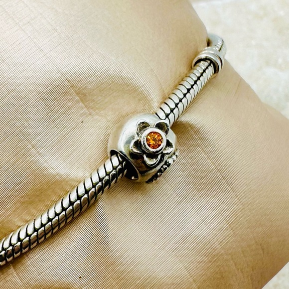EUC Pandora 790427OCZ Sterling Silver Perfume Bottle Charm w/ Orange Zirconia - Picture 6 of 15